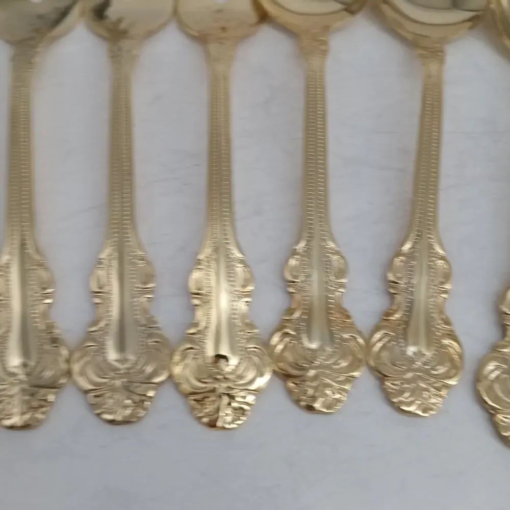 7X SpnFk Cambridge Gold Royal Fashion Teaspoons Salad Forks Flatware